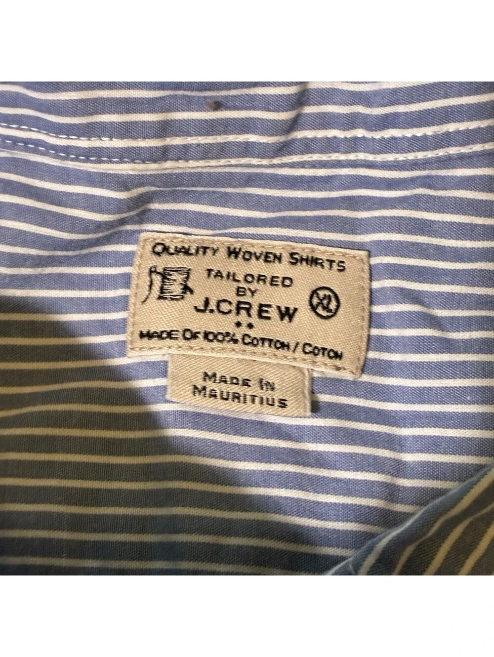 J.Crew Men's Blue White Striped Long Sleeve Woven Cotton Button Down Shirt XL
